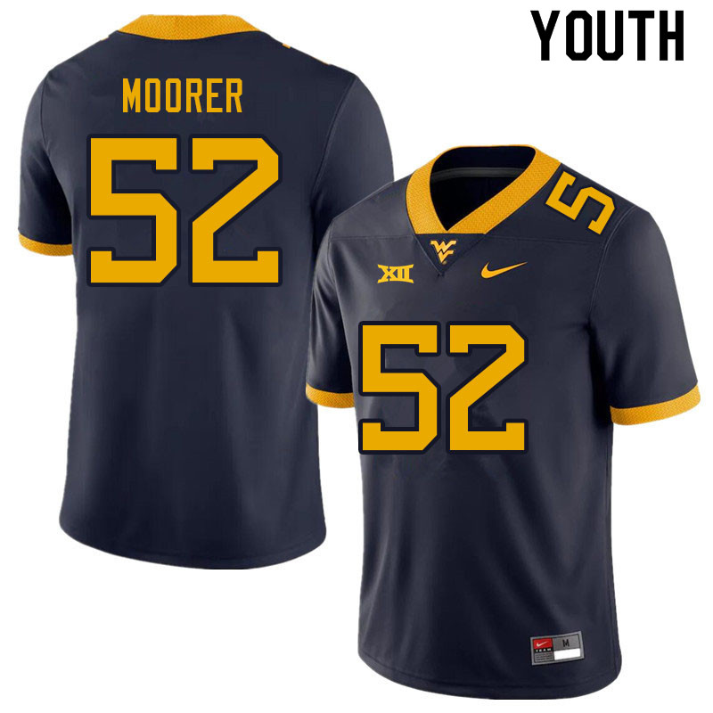 NCAA Youth Parker Moorer West Virginia Mountaineers Navy #52 Nike Stitched Football College Authentic Jersey VN23L11FZ